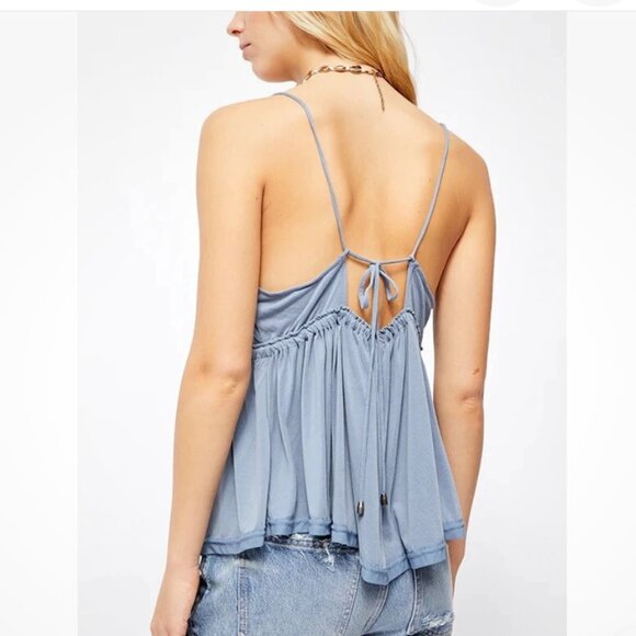 Free People antique blue Sundrop hippie boho whimsical tank size medium - Picture 2 of 8